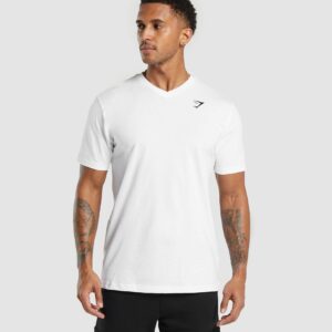 Crest V-Neck T Shirt White