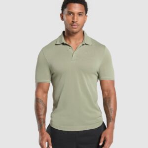 Flat Knit Polo Shirt Chalk Green