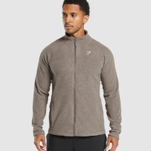 Fleece Zip Through Jacket Camo Brown/Sand Brown