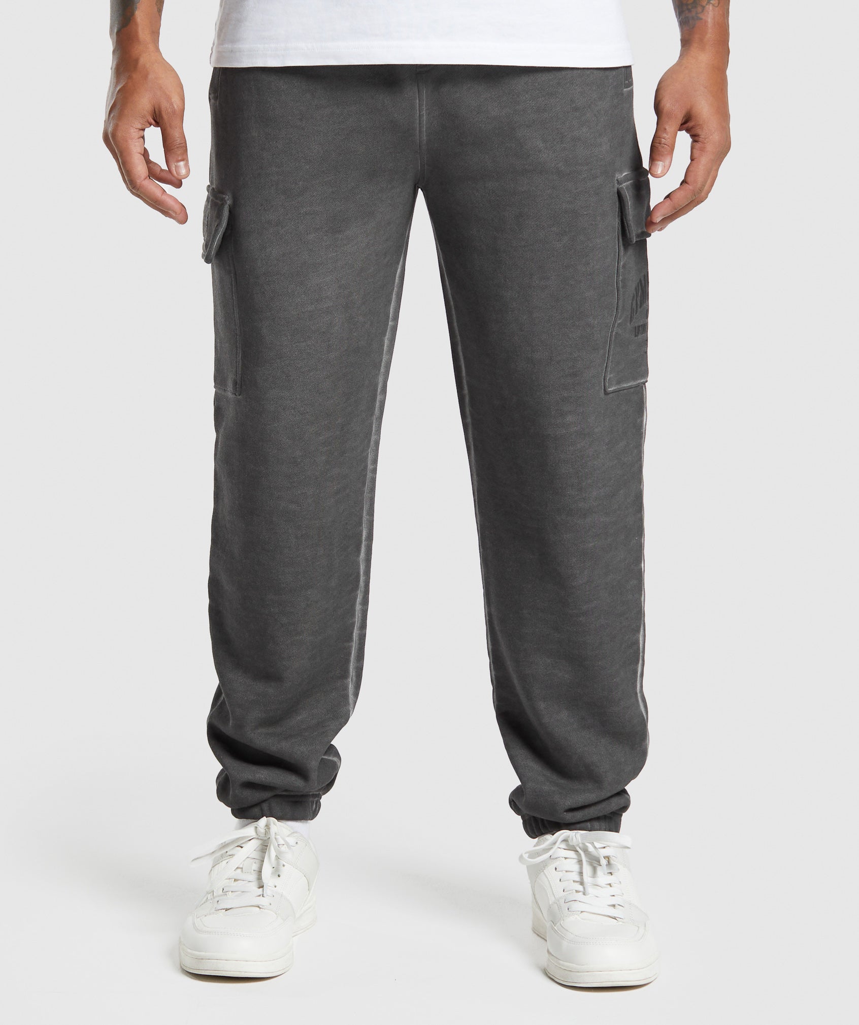 Heavyweight Washed Cargo Joggers Black