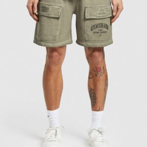 Heavyweight Washed Cargo Shorts Utility Green