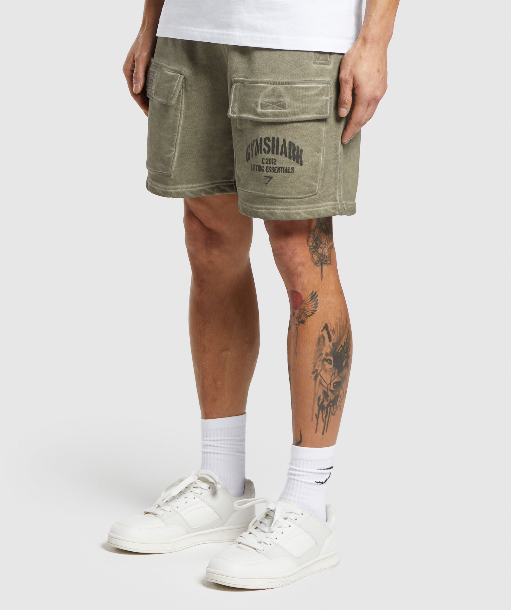 Heavyweight Washed Cargo Shorts Utility Green - immagine 3