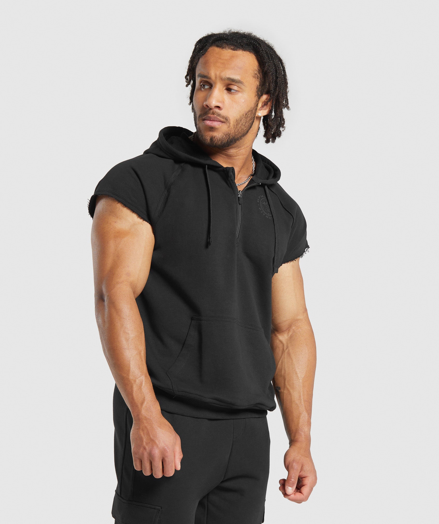 Legacy 1/4 Zip Cap Sleeve Hoodie Black - immagine 3