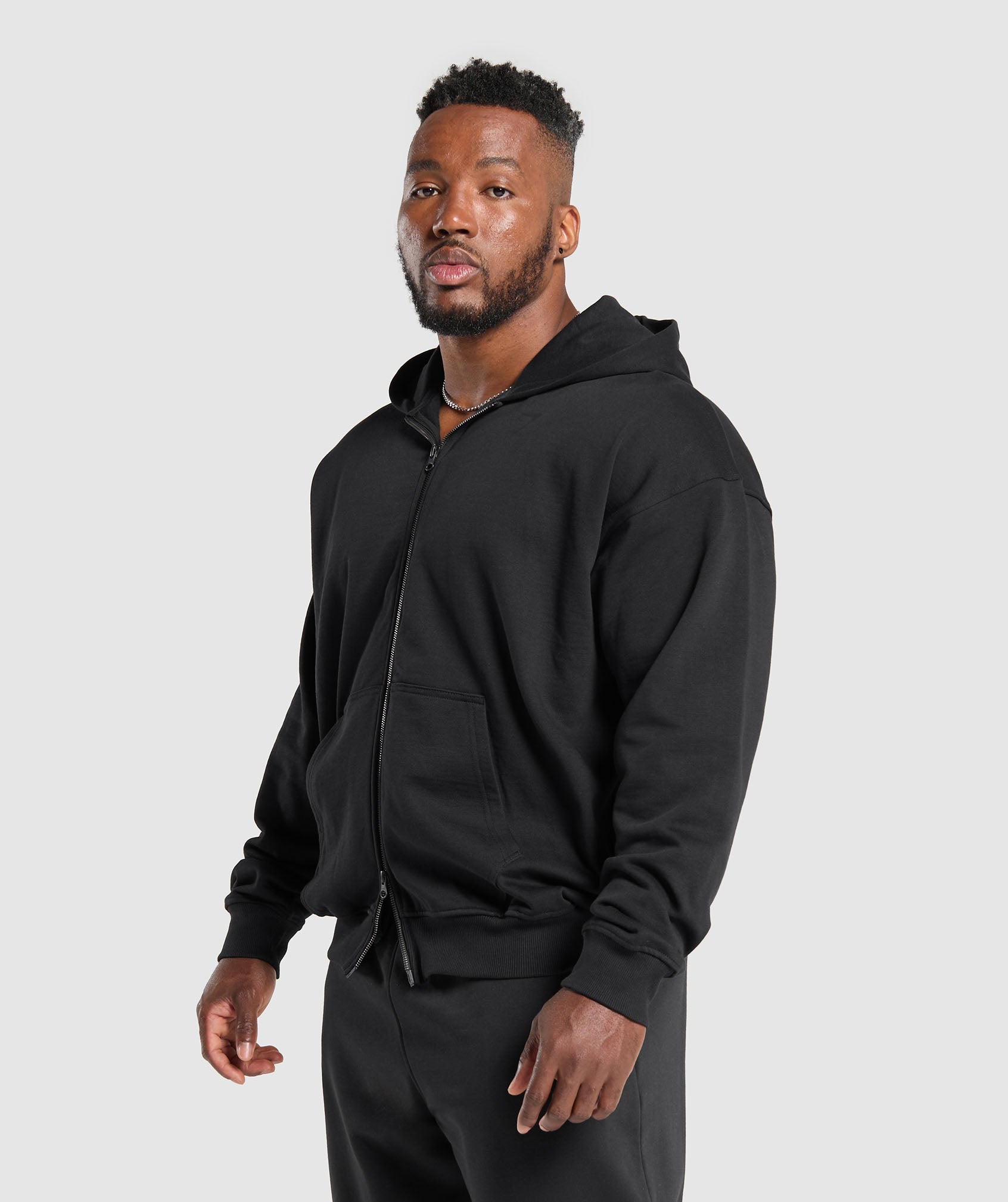 Power Zip Up Hoodie Black - immagine 3